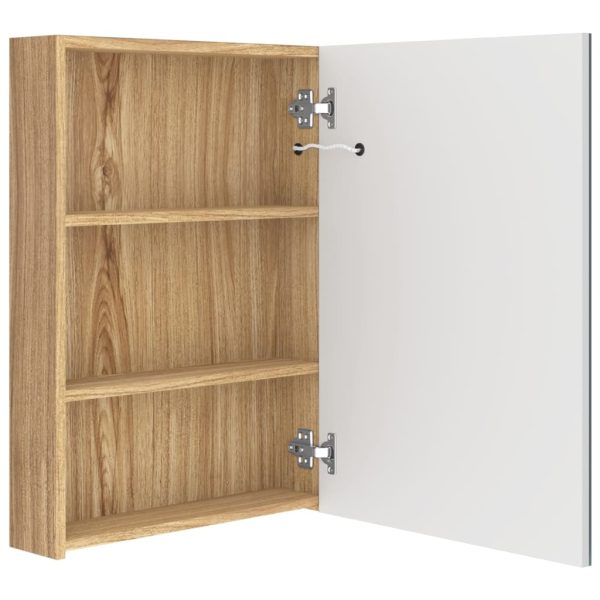 Armadietto Bagno Con Specchio E Led Bianco E Rovere 50x13x70 cm - Image 5