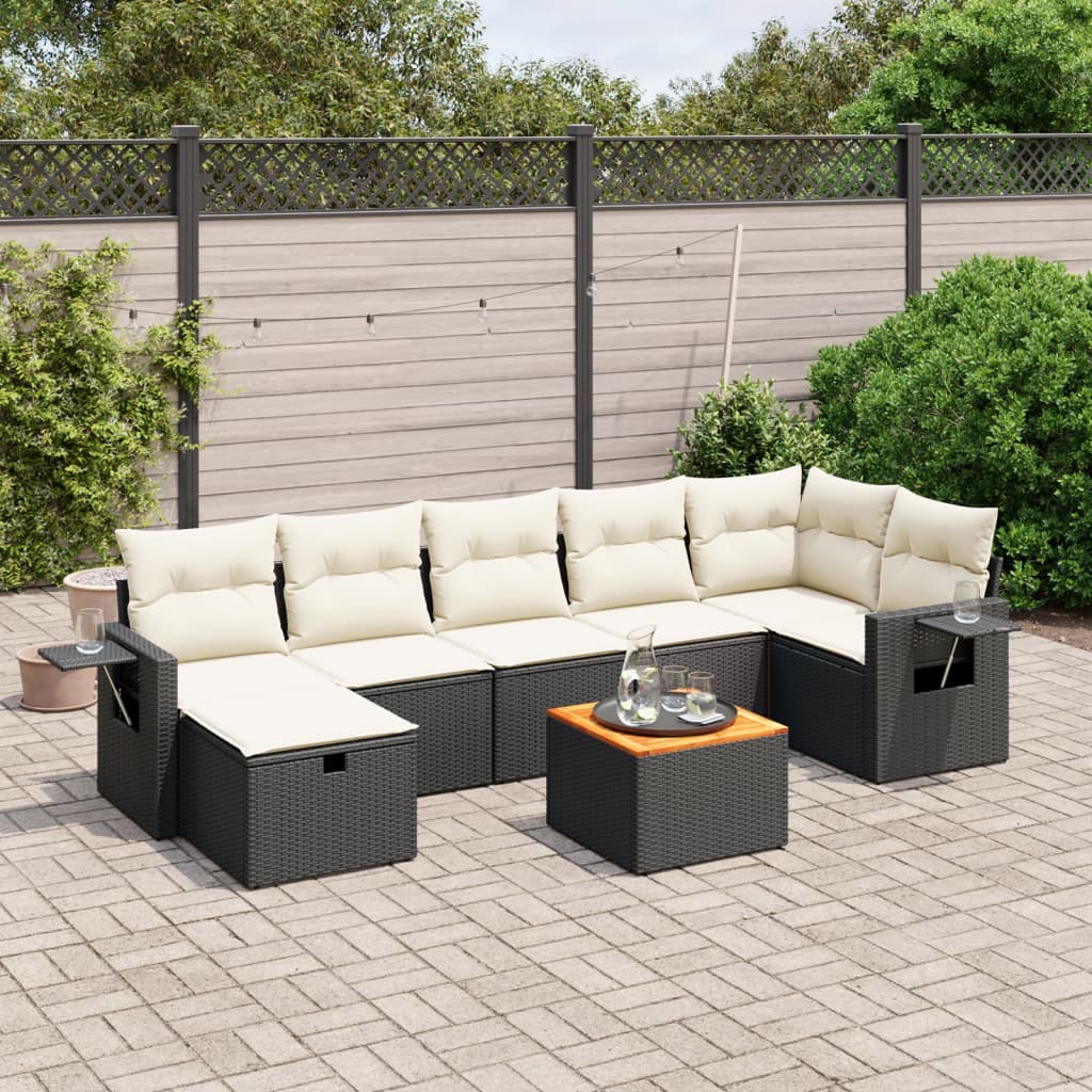 Set Divani Da Giardino Con Cuscini 8 Pz Nero In Polyrattan