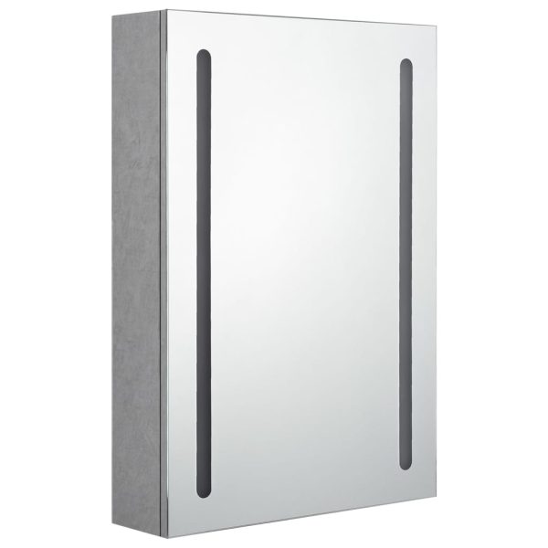 Armadietto Bagno Con Specchio E Led Grigio Cemento 50x13x70 cm - Image 3