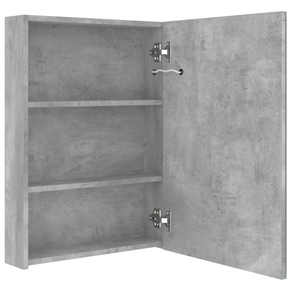 Armadietto Bagno Con Specchio E Led Grigio Cemento 50x13x70 cm - Image 5