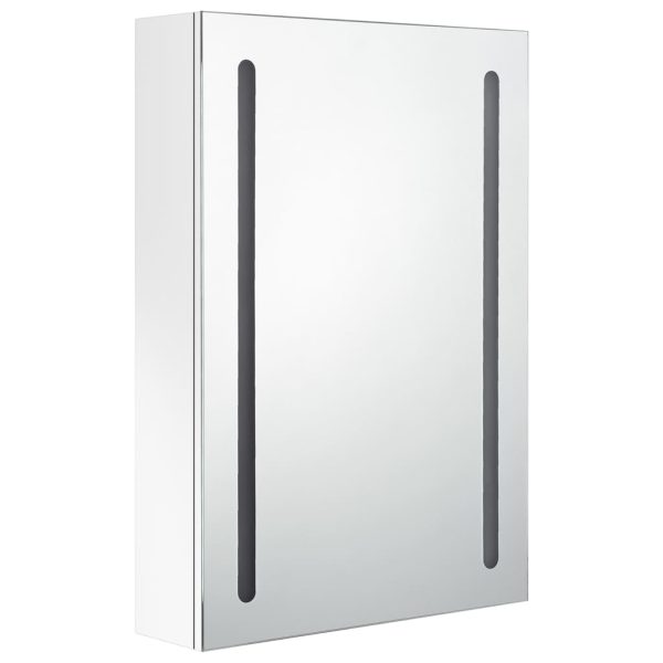 Armadietto Bagno Con Specchio E Led Bianco Lucido 50x13x70 cm - Image 3