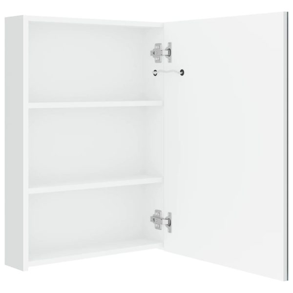 Armadietto Bagno Con Specchio E Led Bianco Lucido 50x13x70 cm - Image 5