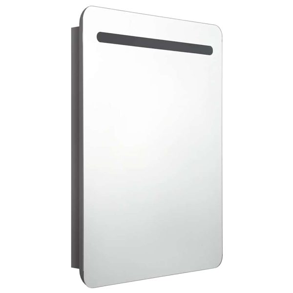 Armadietto Bagno Con Specchio E Led Grigio Lucido 60x11x80 cm - Image 3