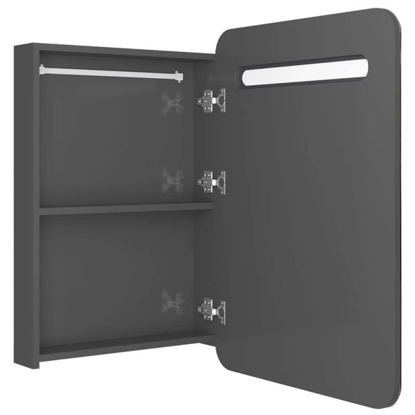 Armadietto Bagno Con Specchio E Led Grigio Lucido 60x11x80 cm - Image 5