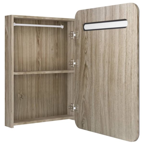 Armadietto Bagno Con Specchio E Led Rovere 60x11x80 cm - Image 5