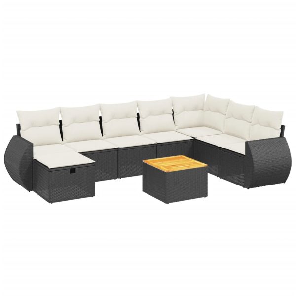 Set Divani Da Giardino 9 Pz Con Cuscini Nero In Polyrattan - Image 2