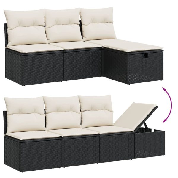 Set Divani Da Giardino 9 Pz Con Cuscini Nero In Polyrattan - Image 3