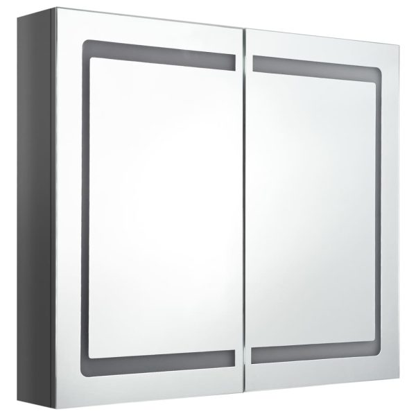 Armadietto Bagno Con Specchio E Led Grigio Lucido 80x12x68 cm - Image 3