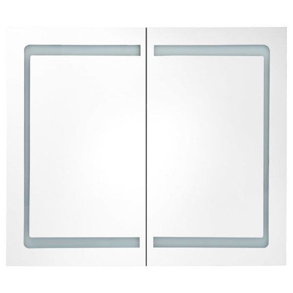 Armadietto Bagno Con Specchio E Led Grigio Lucido 80x12x68 cm - Image 4
