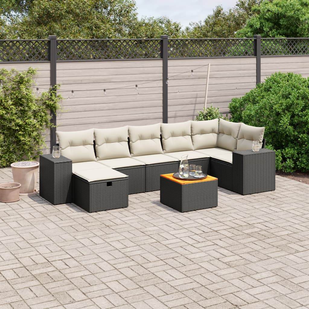 Set Divani Da Giardino Con Cuscini 8 Pz Nero In Polyrattan