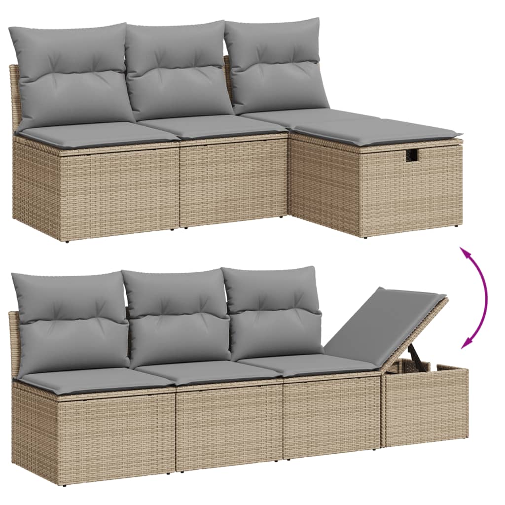 Set Divano Da Giardino 8 Pz Con Cuscini Beige Misto Polyrattan - Image 3