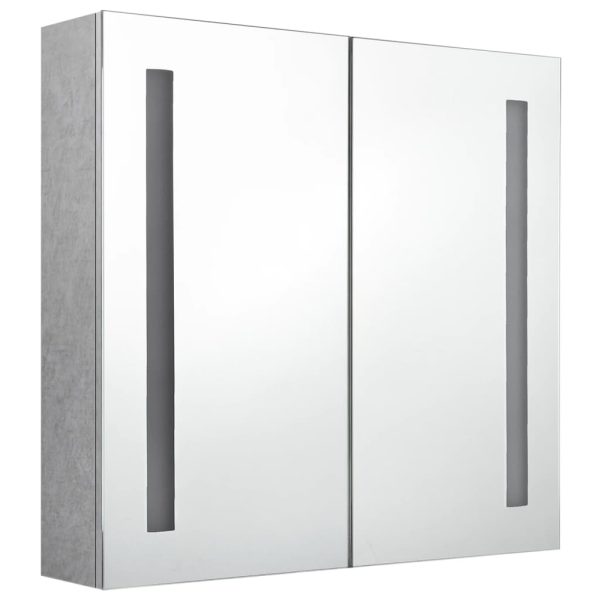 Armadietto Bagno Con Specchio E Led Grigio Cemento 62x14x60 cm - Image 3
