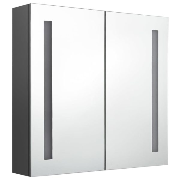 Armadietto Bagno Con Specchio E Led Grigio 62x14x60 cm - Image 3