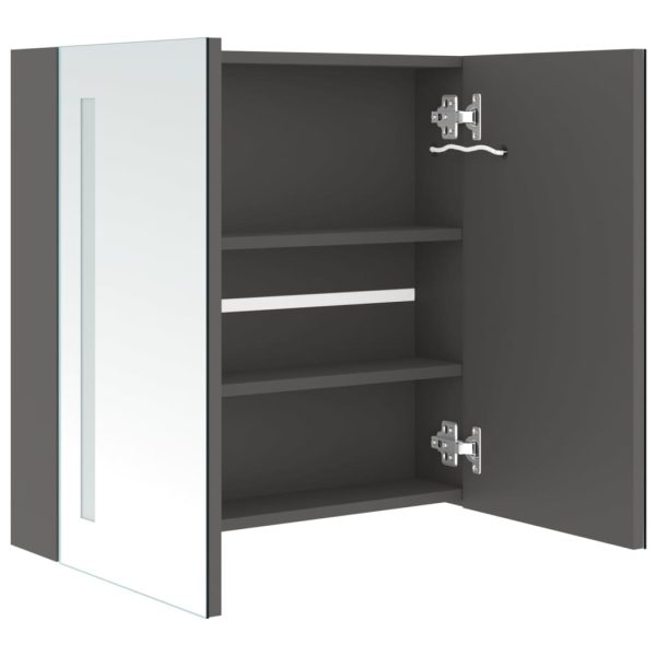 Armadietto Bagno Con Specchio E Led Grigio 62x14x60 cm - Image 5