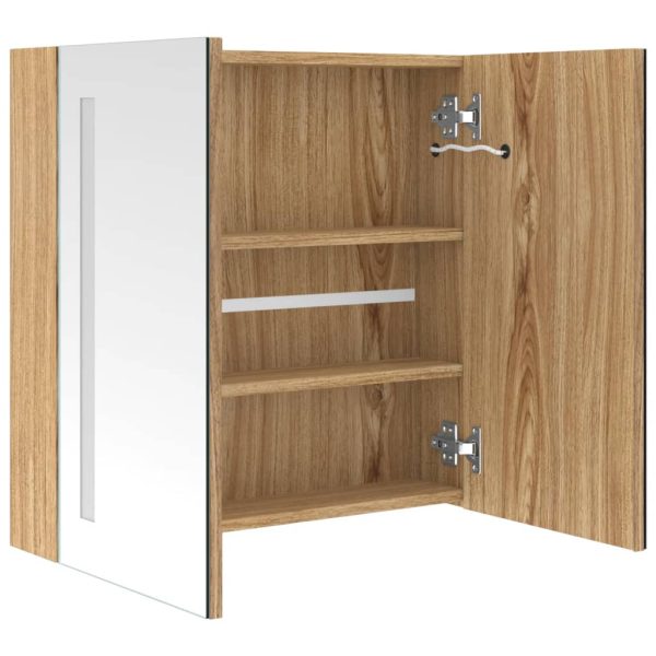 Armadietto Bagno Con Specchio E Led Rovere 62x14x60 cm - Image 5