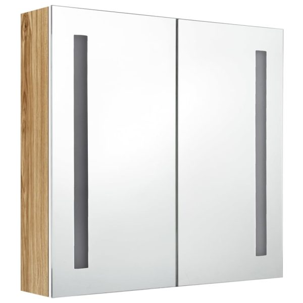 Armadietto Bagno Con Specchio E Led Bianco E Rovere 62x14x60 cm - Image 3