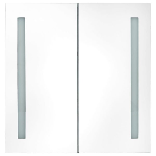 Armadietto Bagno Con Specchio E Led Bianco E Rovere 62x14x60 cm - Image 4