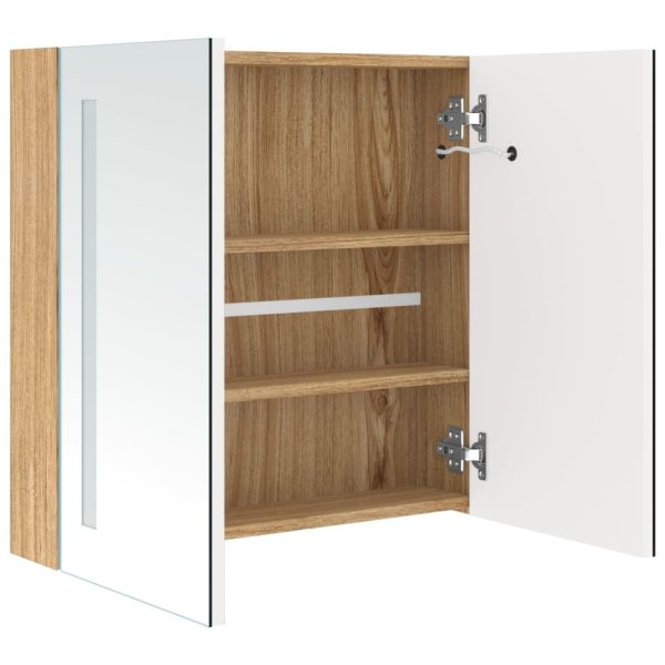 Armadietto Bagno Con Specchio E Led Bianco E Rovere 62x14x60 cm - Image 5
