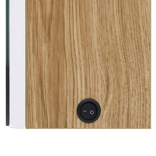 Armadietto Bagno Con Specchio E Led Bianco E Rovere 62x14x60 cm - Image 6