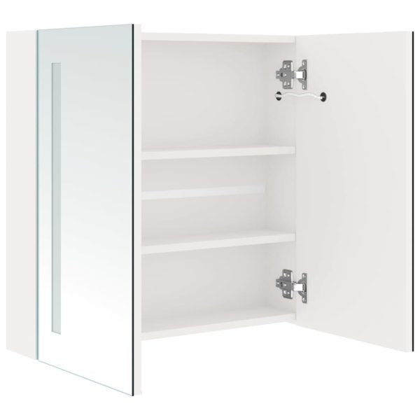 Armadietto Bagno Con Specchio E Led Bianco Lucido 62x14x60 cm - Image 5