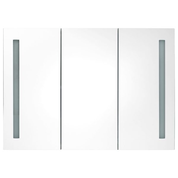 Armadietto Bagno Con Specchio E Led 89x14x62 Cm Rovere - Image 3