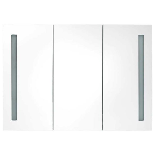 Armadietto Bagno Con Specchio E Led Bianco Lucido 89x14x62 cm - Image 3