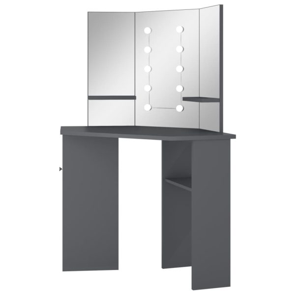 Tavolino Da Trucco Angolare Con Led Grigio 111x54x141,5 cm - Image 4