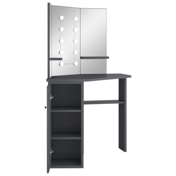 Tavolino Da Trucco Angolare Con Led Grigio 111x54x141,5 cm - Image 6