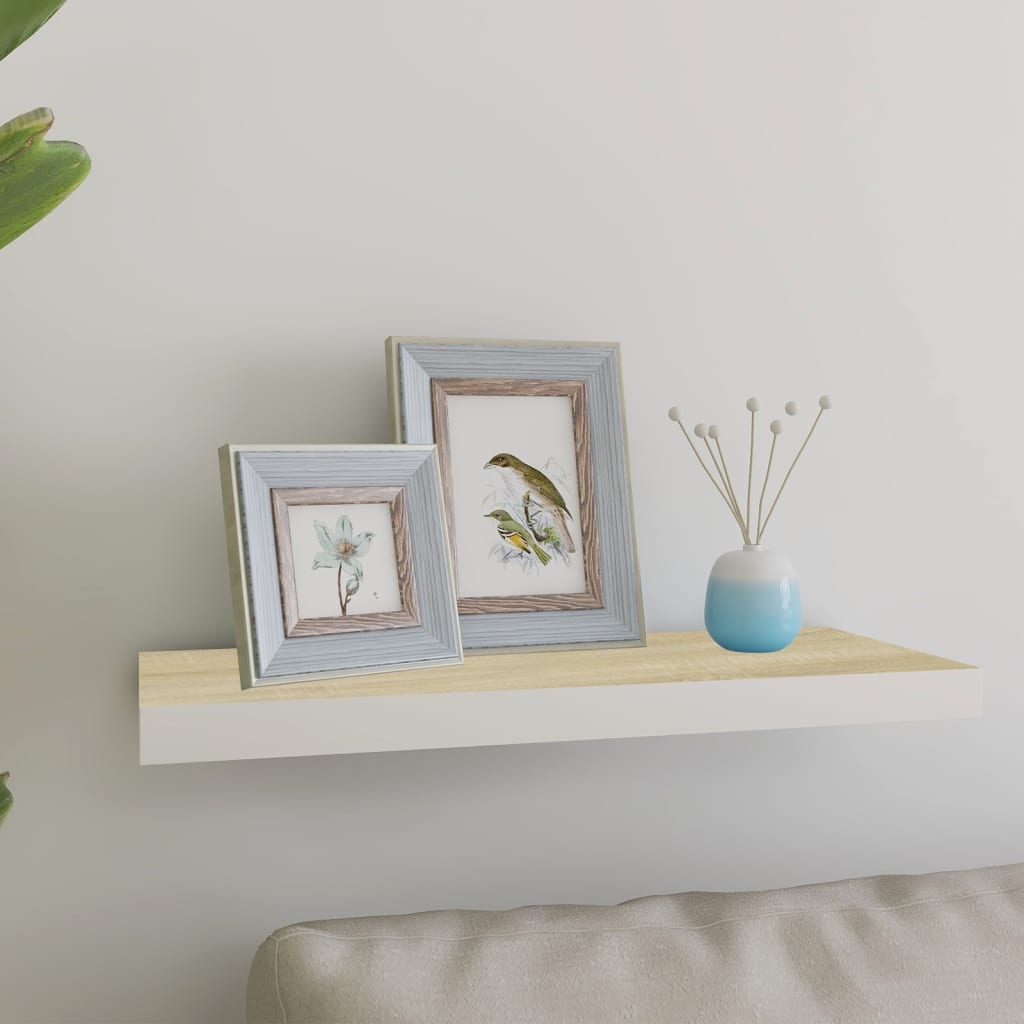 Scaffale A Parete Rovere E Bianco 60x23,5x3,8 Cm In Mdf