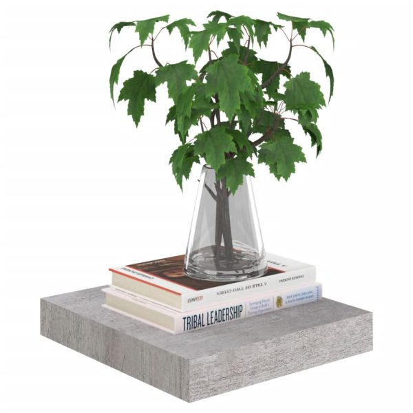 Scaffali A Parete 4 Pz Grigio Cemento 23x23,5x3,8 Cm In Mdf - Image 3