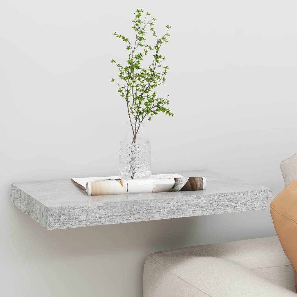 Scaffale A Parete Grigio Cemento 50x23x3,8 Cm In Mdf