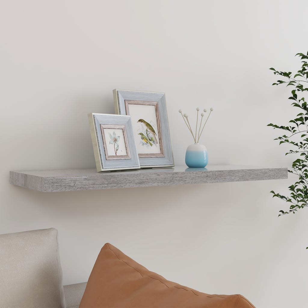 Scaffale A Parete Grigio Cemento 80x23,5x3,8 Cm In Mdf