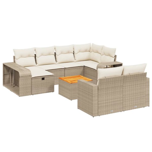 Set Divani Da Giardino 11 Pz Con Cuscini Beige In Polyrattan - Image 2