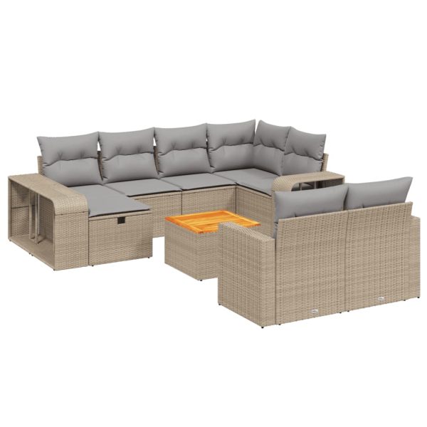 Set Divani Da Giardino 11 Pz Con Cuscini Beige In Polyrattan - Image 2