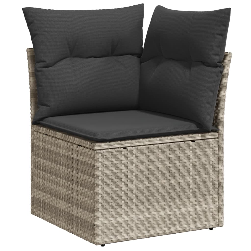 Set Divani Da Giardino 7pz Con Cuscini Grigio Chiaro Polyrattan - Image 4