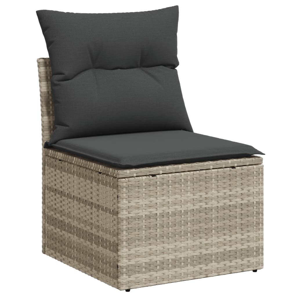 Set Divani Da Giardino 7pz Con Cuscini Grigio Chiaro Polyrattan - Image 5