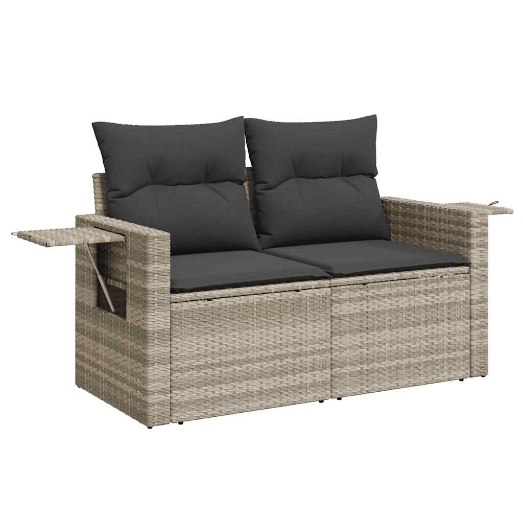 Set Divano Da Giardino 5pz Con Cuscini Grigio Chiaro Polyrattan - Image 4
