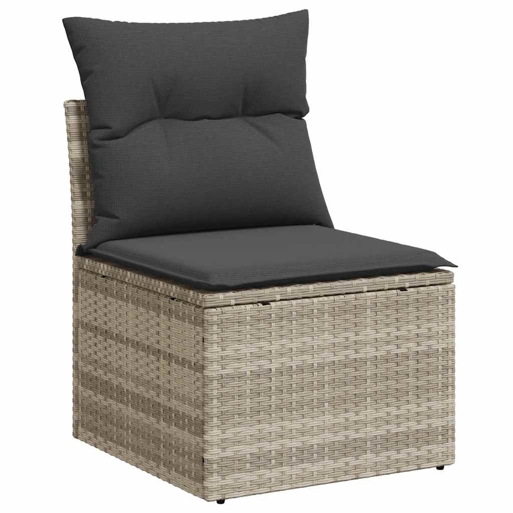 Set Divano Da Giardino 5pz Con Cuscini Grigio Chiaro Polyrattan - Image 5