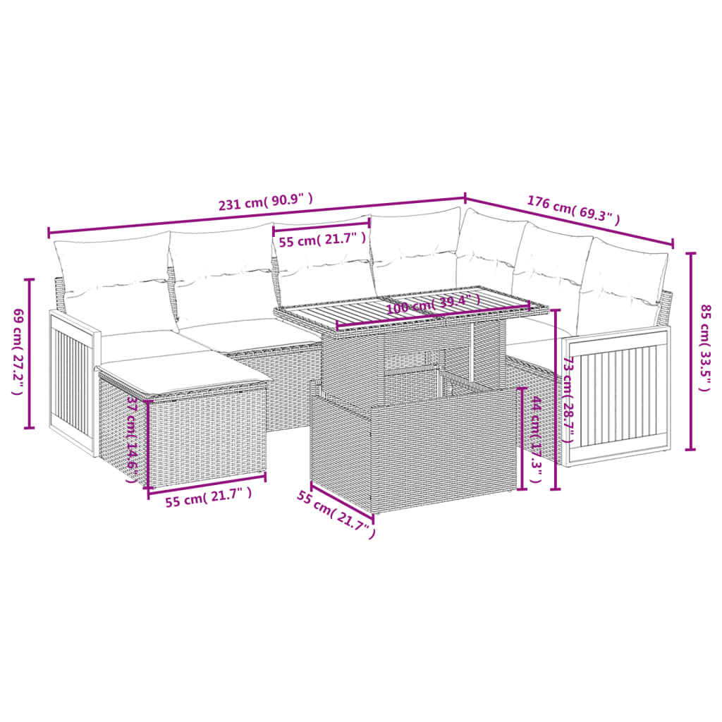 Set Divani Da Giardino Con Cuscini 8 Pz Nero In Polyrattan - Image 3