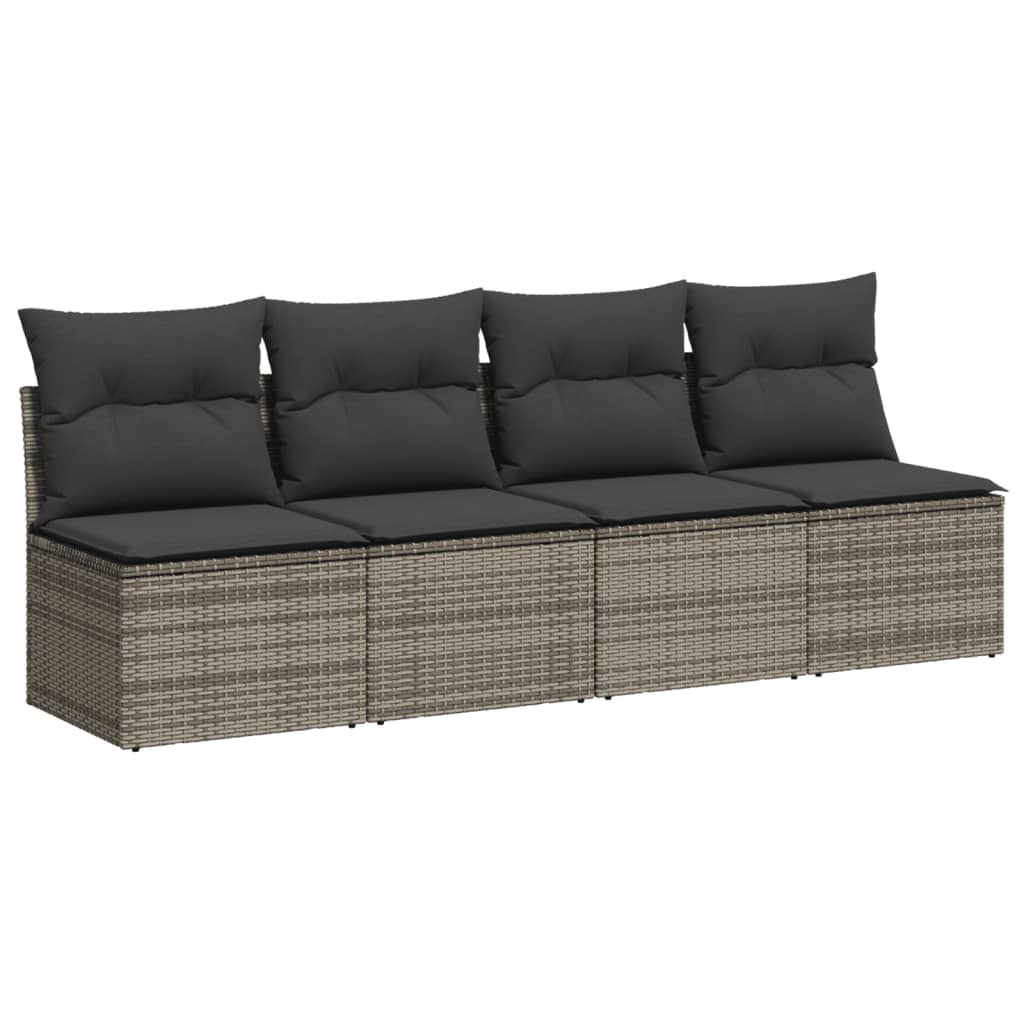 Set Divani Da Giardino 11 Pz Con Cuscini In Polyrattan Grigio - Image 5