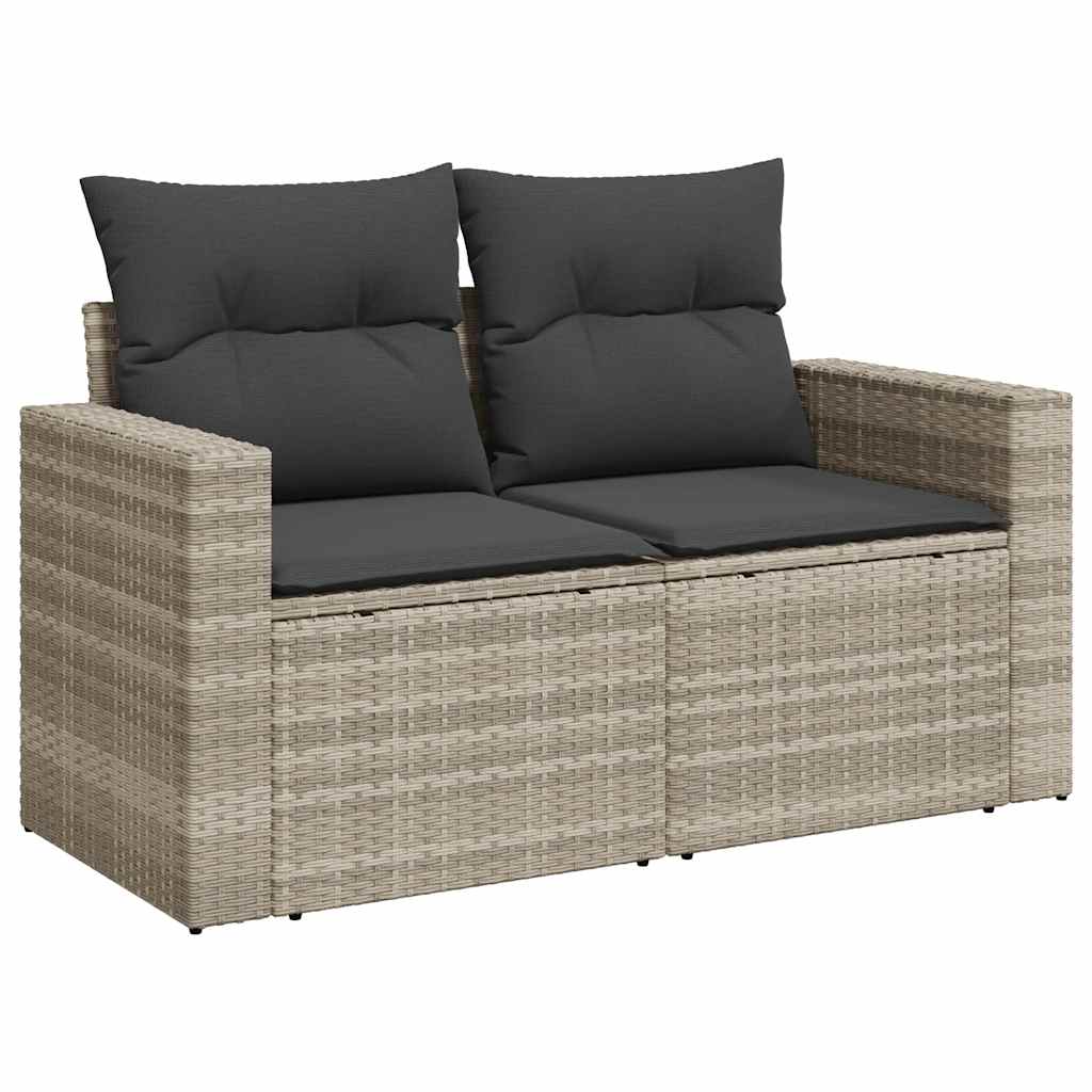 Set Divani Da Giardino 11 Pz Con Cuscini In Polyrattan Grigio - Image 4