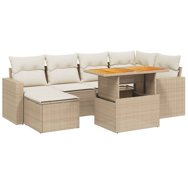 Set Divani Da Giardino 11 Pz Con Cuscini Beige In Polyrattan - Image 2
