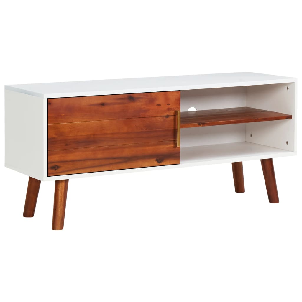 Mobile Porta Tv 110x35x50cm In Legno Massello Di Acacia E Mdf
