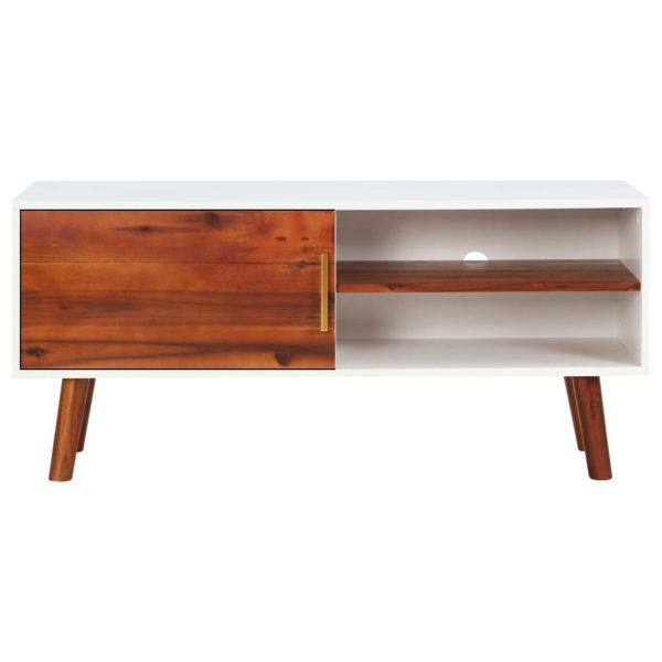 Mobile Porta Tv 110x35x50cm In Legno Massello Di Acacia E Mdf - Image 3