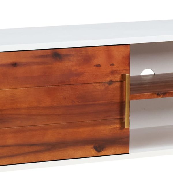 Mobile Porta Tv 110x35x50cm In Legno Massello Di Acacia E Mdf - Image 6
