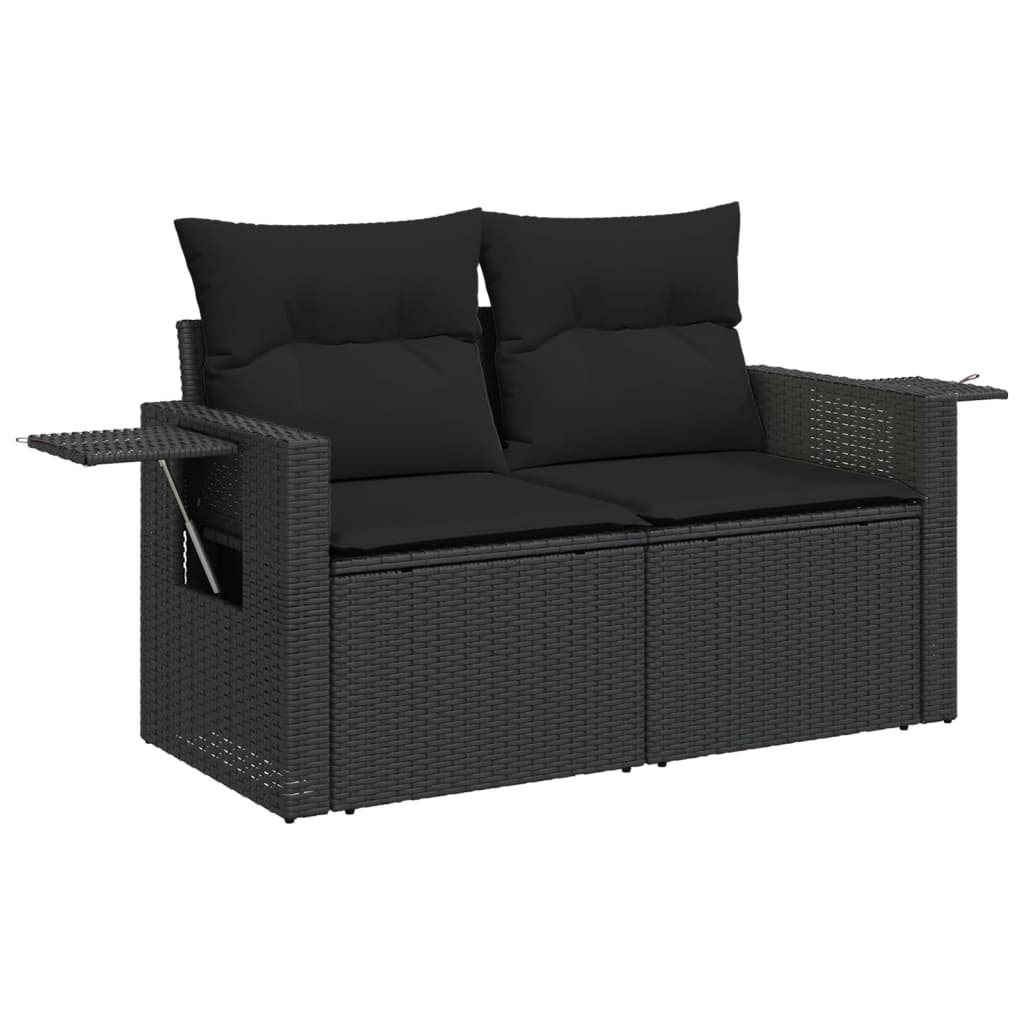 Set Divani Da Giardino Con Cuscini 7pz Nero Polyrattan - Image 3