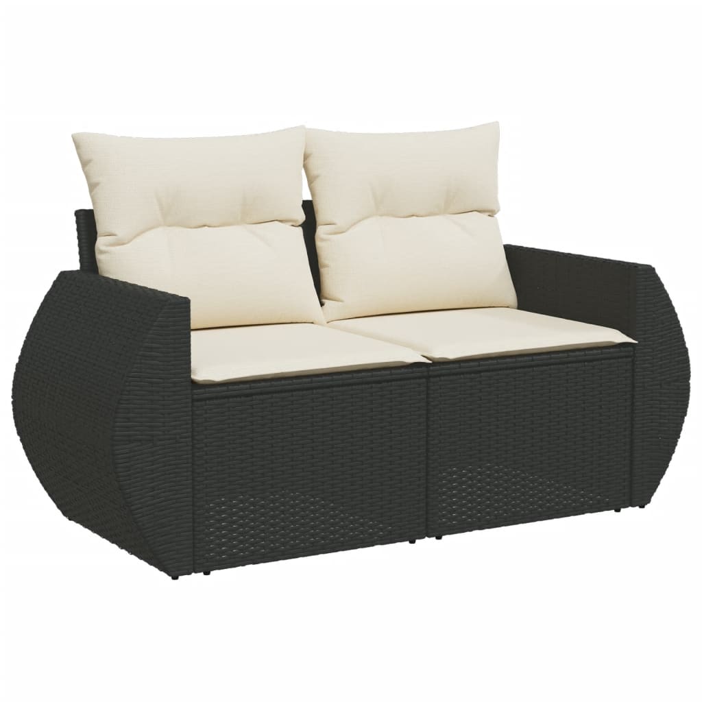 Set Divano Da Giardino 6 Pz Con Cuscini Nero In Polyrattan - Image 3