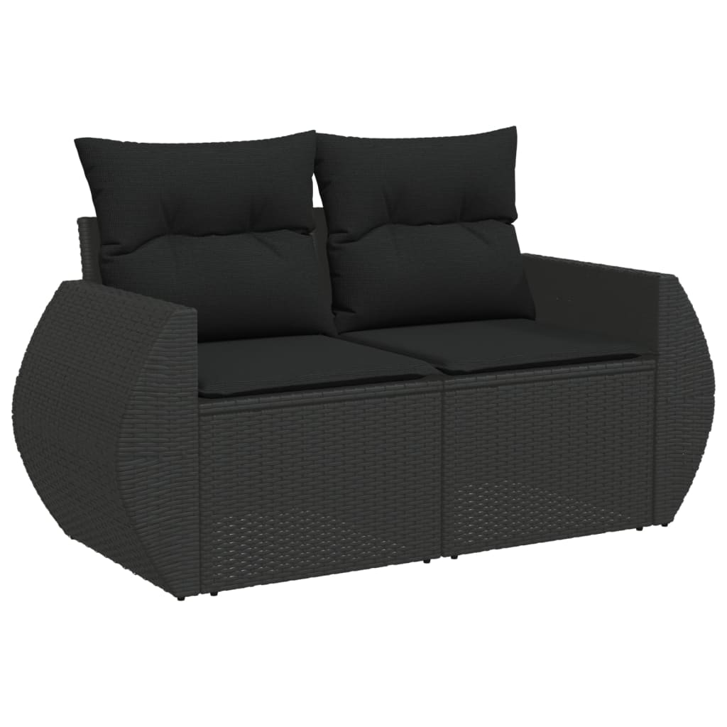 Set Divani Da Giardino 9 Pz Con Cuscini Nero In Polyrattan - Image 3