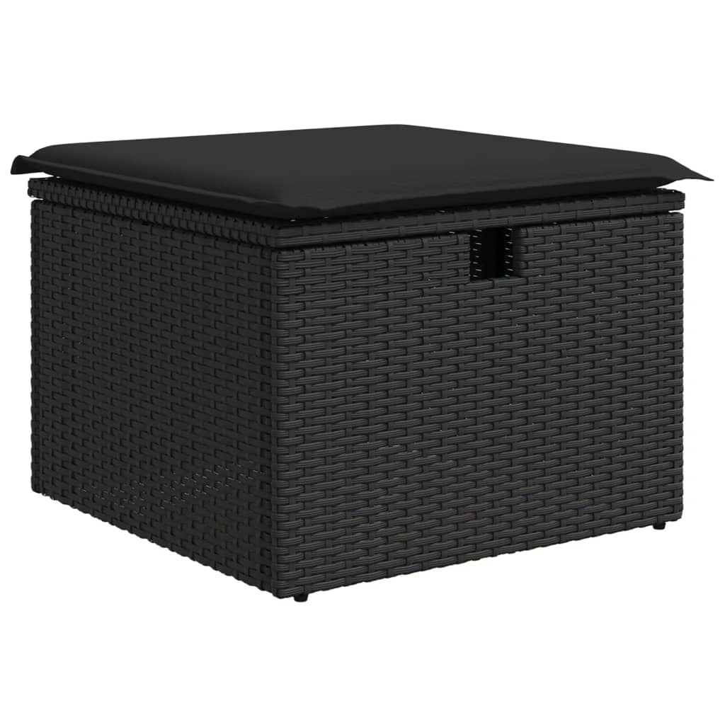 Set Divani Da Giardino 9 Pz Con Cuscini Nero In Polyrattan - Image 6