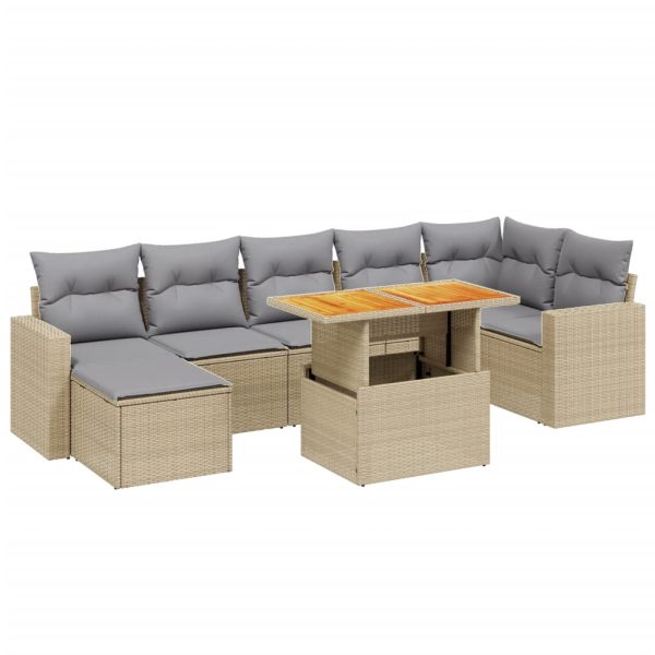 Set Divano Da Giardino 8 Pz Con Cuscini Beige In Polyrattan - Image 2